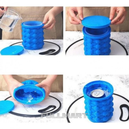 Форма для заморозки льда Ice Cube Maker с крышкой синяя